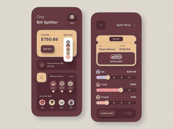 Bill Splitter UI — Modern & Minimal Bill Sharing App