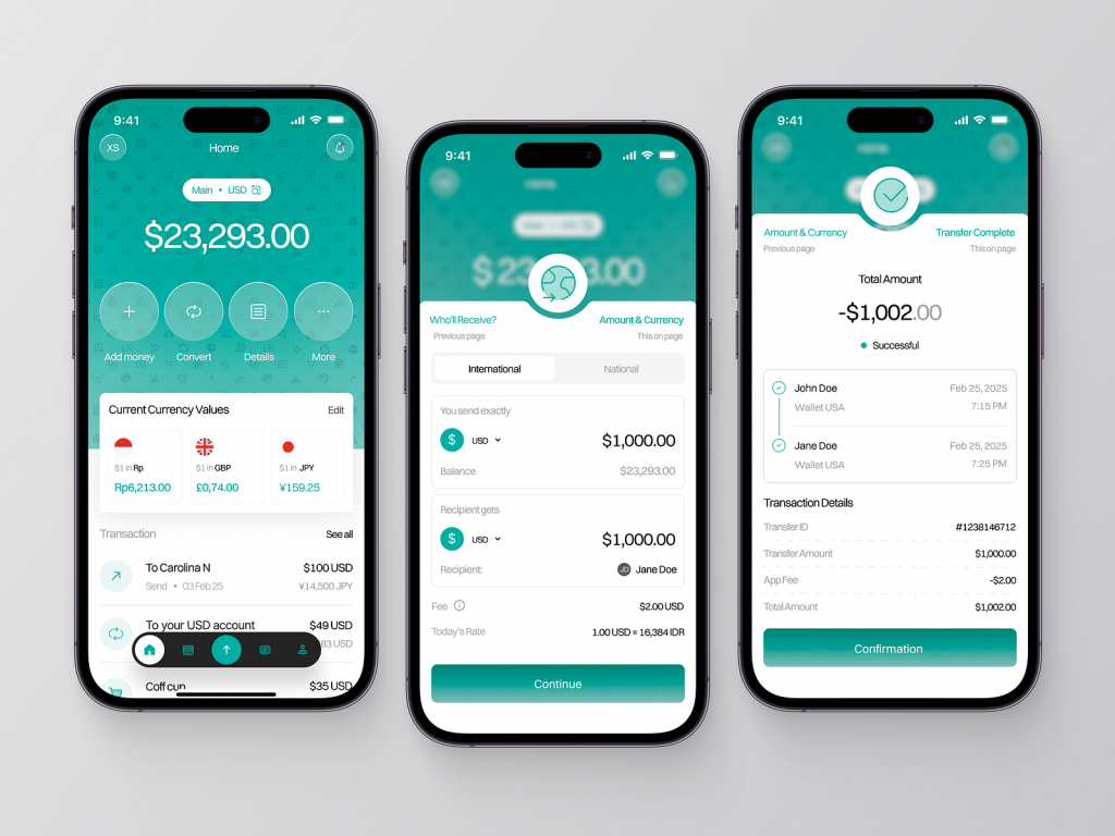🌎 Currency Transfer & Wallet App UI — Clean & Modern Fintech Design