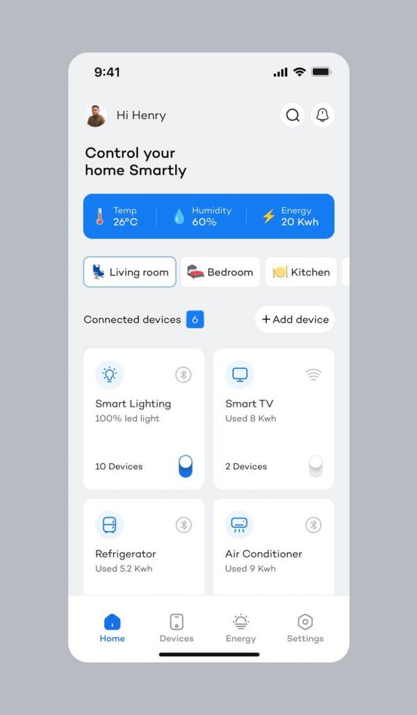 🏠 Smart Home Control UI — Minimal & Efficient Dashboard
