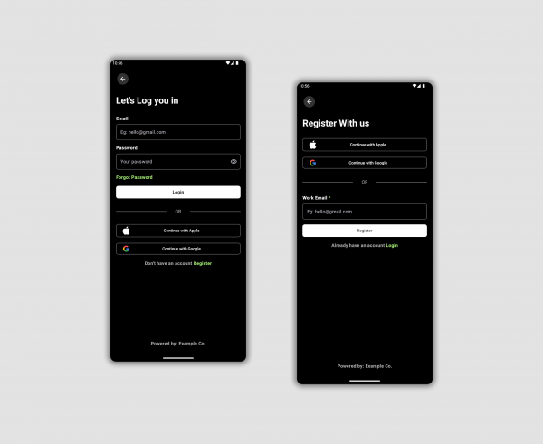 Elegant Login & Registration UI – Android App Design
