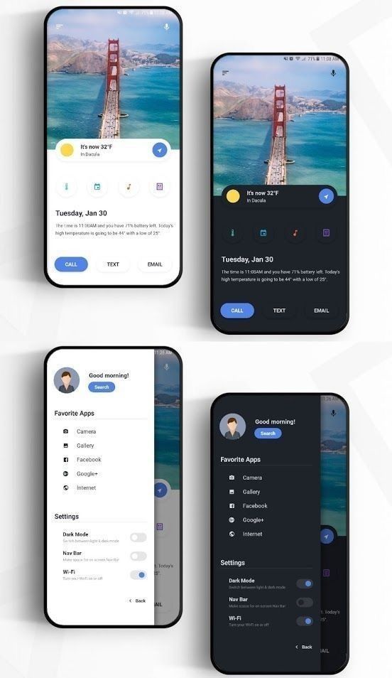 🌤️ Weather & Quick Access UI — Light & Dark Mode Concept