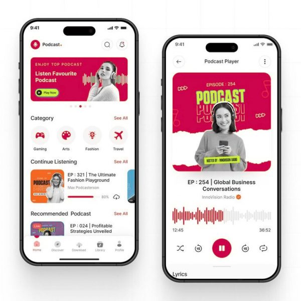 🎧 Podcast App UI — Vibrant & Minimal Design
